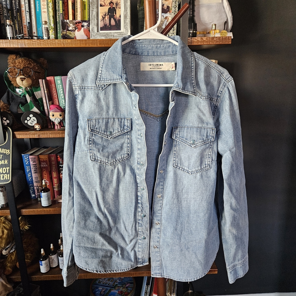 Light Wash Denim Button-Up Shirt by Idyllwild